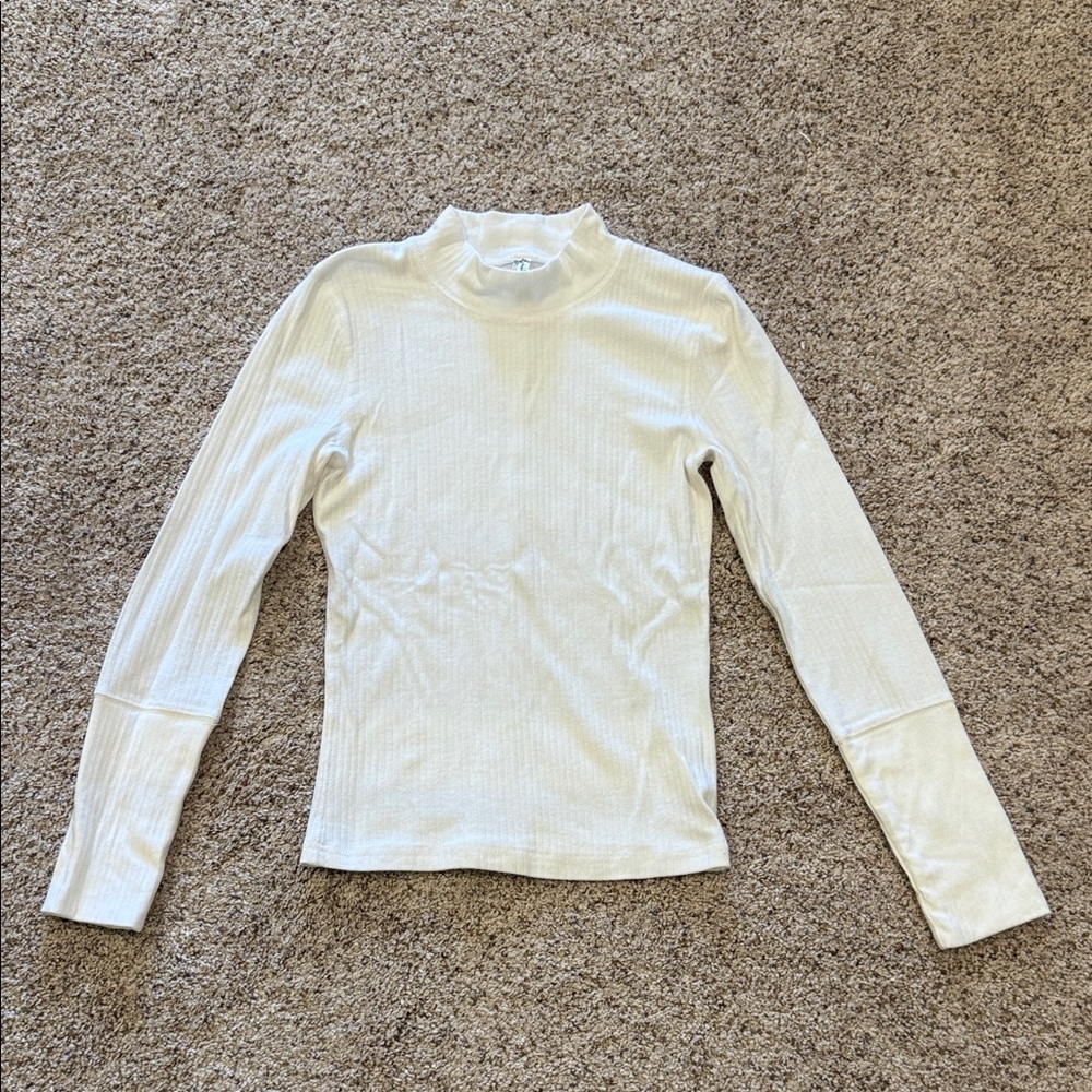 Intimately by Free People White Ribbed Fitted Tee